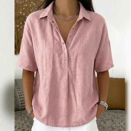 Chemise de Léa fluide et légère en bleu, col chemisier – Schiara