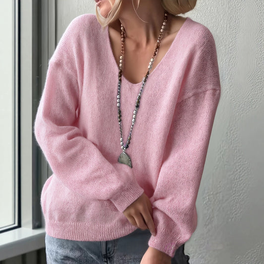 Pull d'Inès en maille douce rose, coupe ample – Schiara