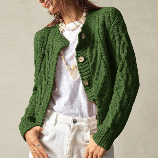 Cardigan d'Anna en maille torsadée, col rond – Schiara