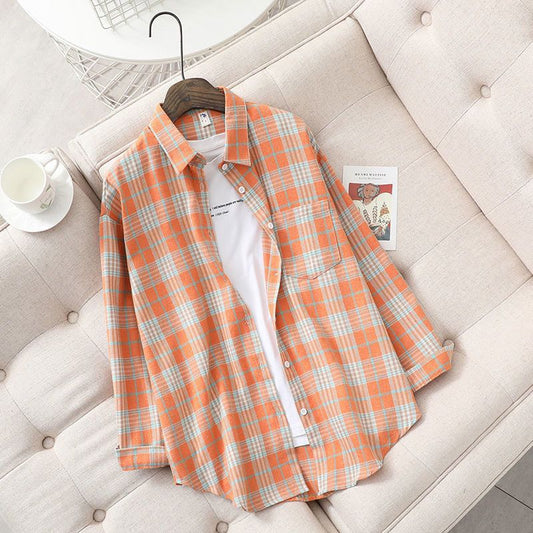 Blouse de Camille oversize à motif carreaux, style rétro chic – Schiara