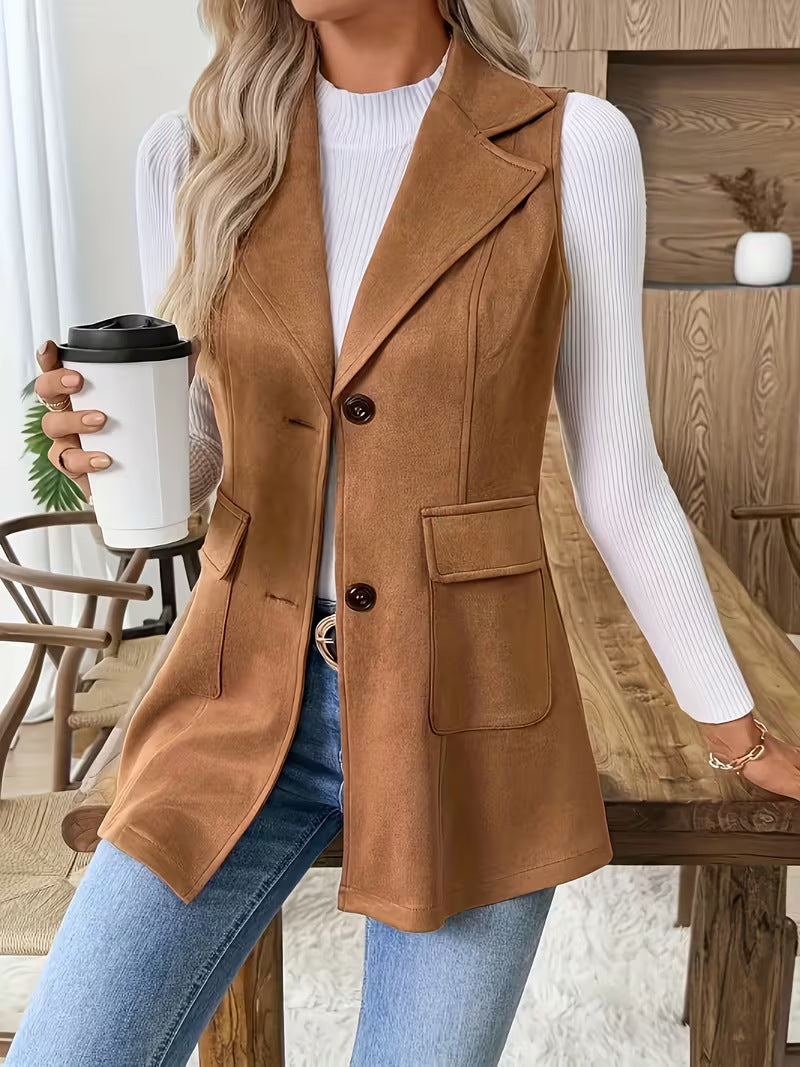 Gilet de Louise noir, col cranté esprit blazer – Schiara